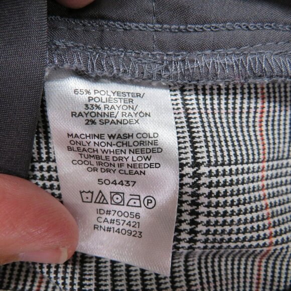 LOFT Pants Womens 10 Gray Plaid High Waist Trouser Wide Leg Stretch Career - Picture 6 of 11